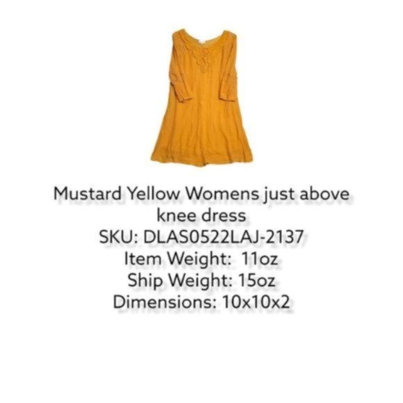 Indigo Rose Women Mustard Yellow Long Sleeve Crew Neck Above Knee Dress Size 2X - Picture 4 of 7